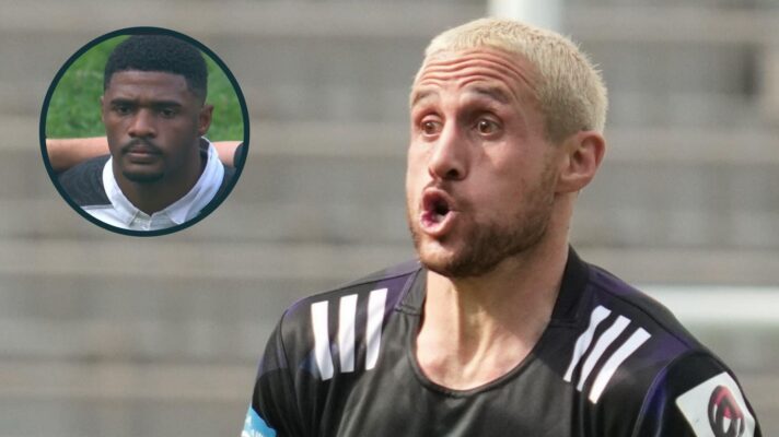 TJ Perenara and an inset of Warrick Gelant