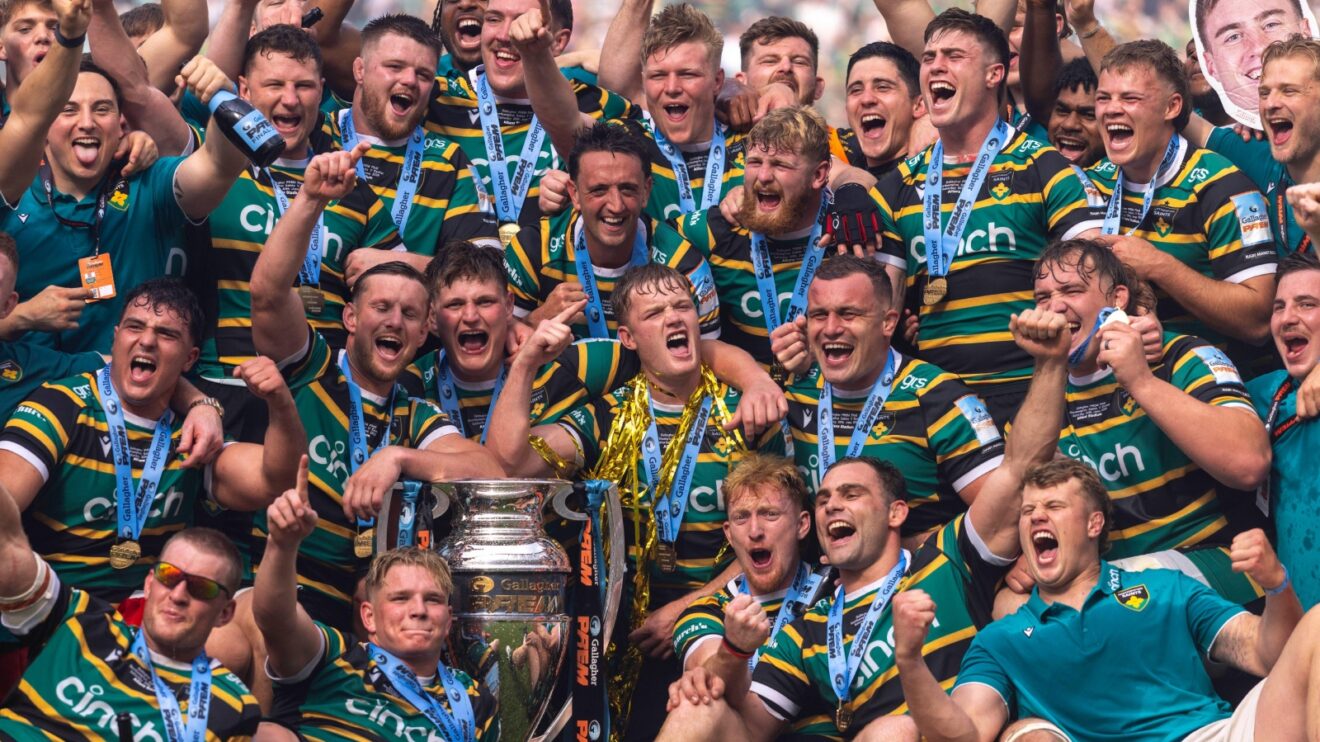 Northampton Saints following PREM title win v Exeter Chiefs. Credit: Martin Edwards
