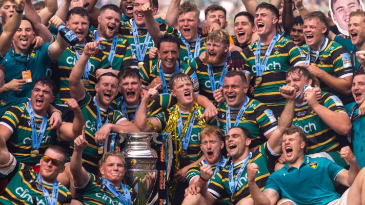 Northampton Saints following PREM title win v Exeter Chiefs. Credit: Martin Edwards