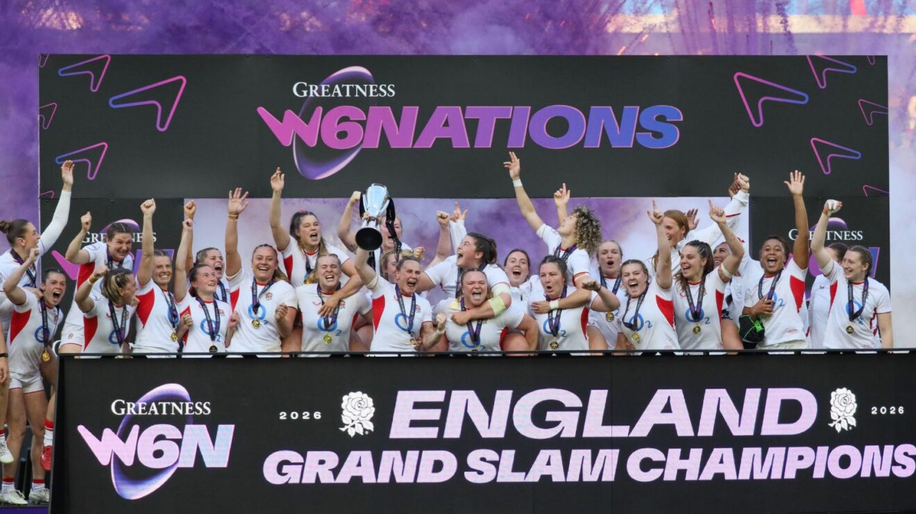 Red Roses players during the 2026 Six Nations trophy ceremony