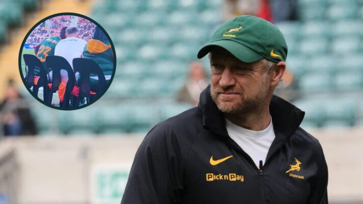 Springboks assistant coach Tony Brown and an inset of him talking to Vusi Moyo.