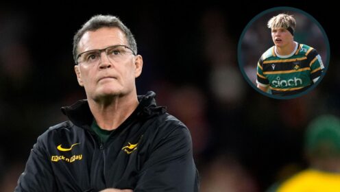 A two layer image of Rassie Erasmus and Henry Pollock