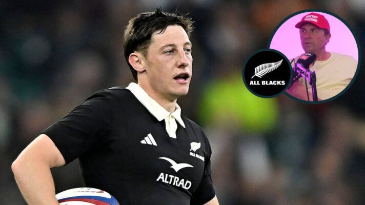 All Blacks' first choice nine Cam Roigard and legendary scrum-half Justin Marshall (inset).