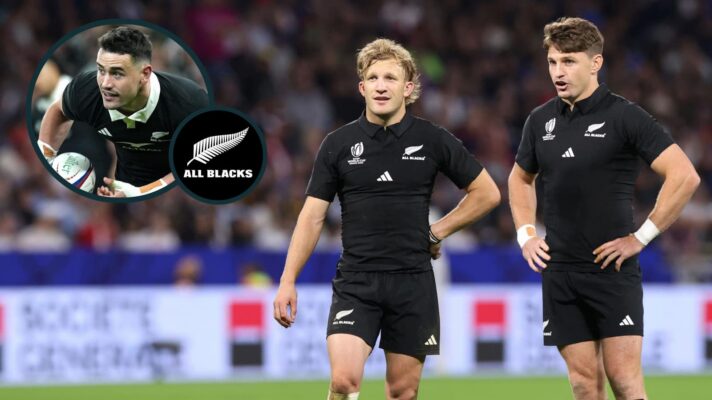 All Blacks playmakers Damian McKenzie and Beauden Barrett, and fellow Test star Will Jordan (inset).