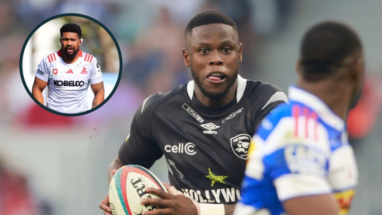 Aphelele Fassi and an inset of Ardie Savea