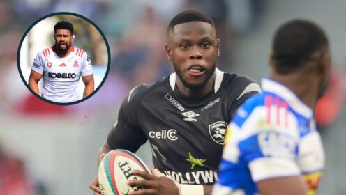 Aphelele Fassi and an inset of Ardie Savea