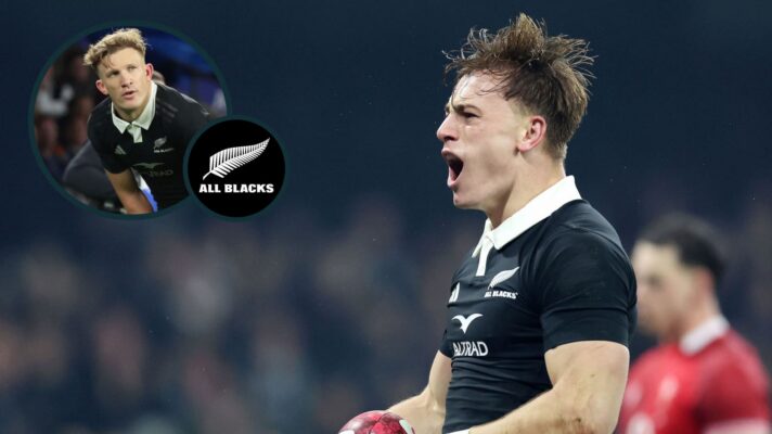 Ruben Love and Damian McKenzie (inset) in action for the All Blacks.