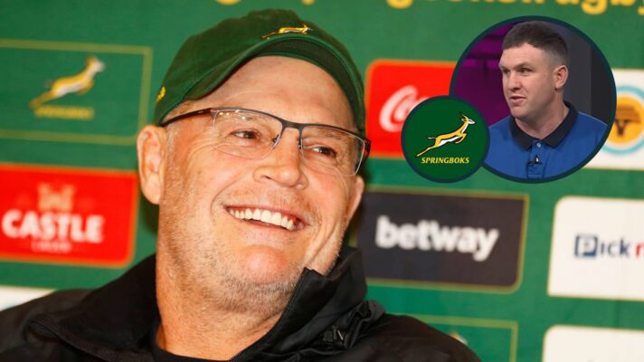 Springboks head coach Rassie Erasmus and former All Blacks hooker James Parsons (inset).