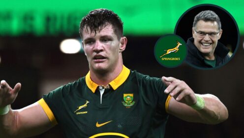 A two layered image of Elrigh Louw and Rassie Erasmus
