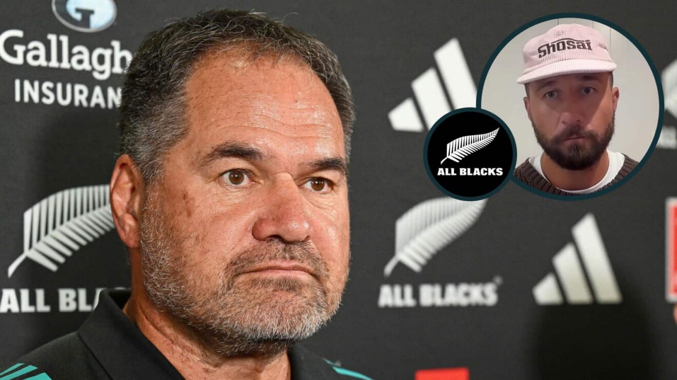 All Blacks head coach Dave Rennie and former Wallabies fly-half Quade Cooper (inset).