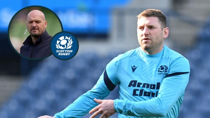 A two layered image of Finn Russell and Gregor Townsend