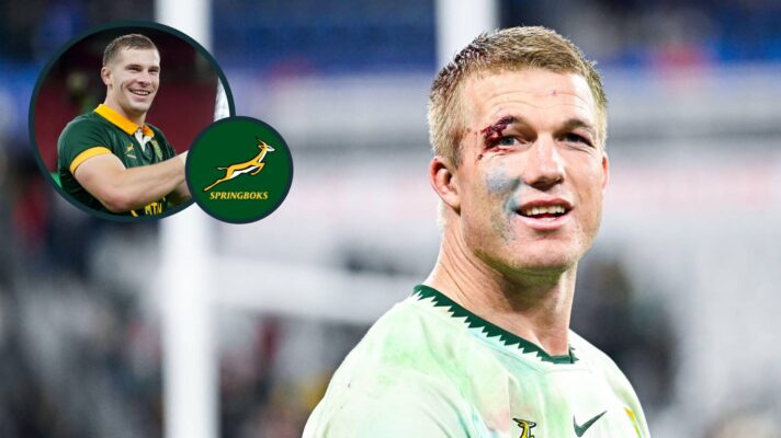 Springboks flanker Pieter-Steph du Toit and an inset of Cameron Hanekom.