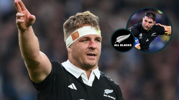 Former All Blacks captain Sam Cane and an inset of Luke Jacobson.