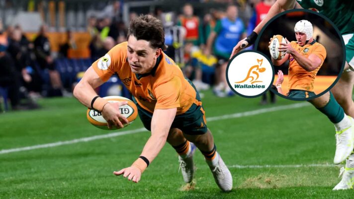 Jock Campbell of the Wallabies and an inset of Josh Canham