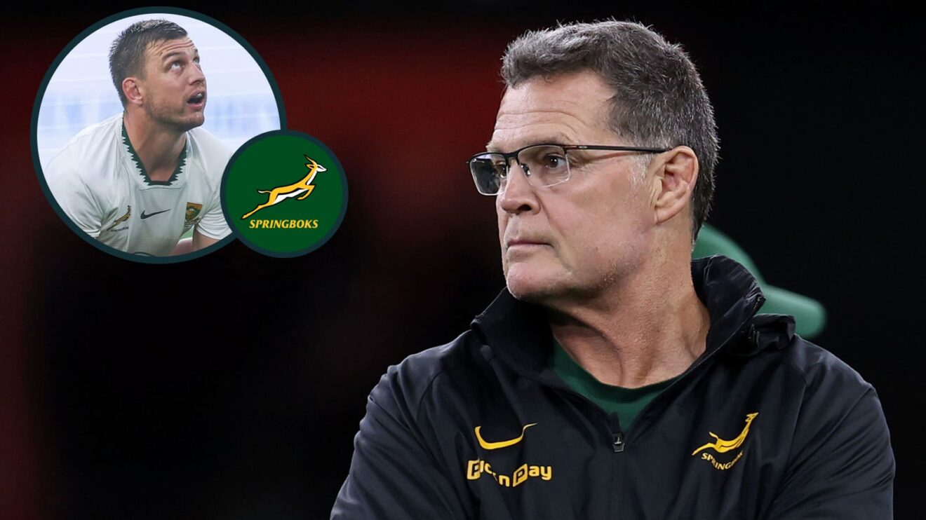 Springboks head coach Rassie Erasmus and fly-half Handre Pollard (inset).