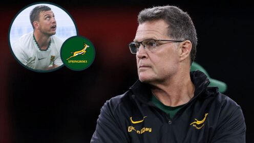 Springboks head coach Rassie Erasmus and fly-half Handre Pollard (inset).