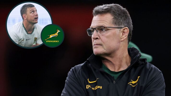 Springboks head coach Rassie Erasmus and fly-half Handre Pollard (inset).