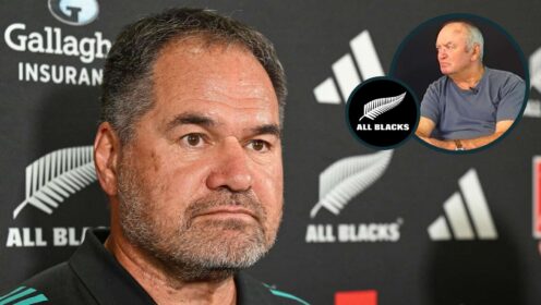 All Blacks boss Dave Rennie and legendary coach Sir Graham Henry (inset).