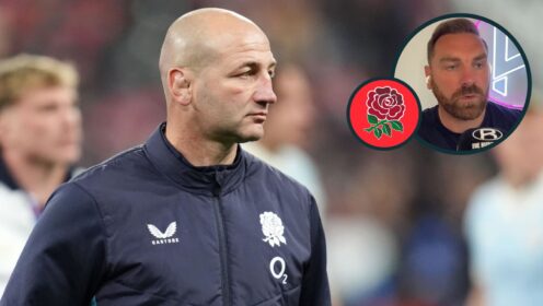 England head coach Steve Borthwick and former fly-half Andy Goode (inset).