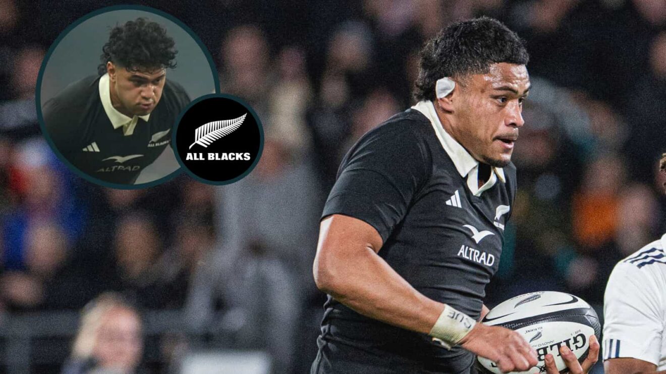 Tupou Vaa'i and Wallace Sititi (inset) in action for the All Blacks.