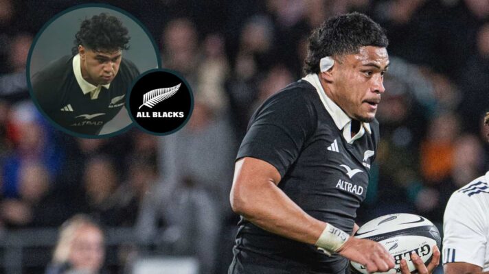Tupou Vaa'i and Wallace Sititi (inset) in action for the All Blacks.