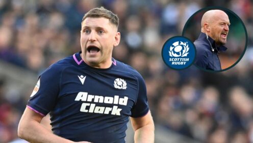 Scotland fly-half Finn Russell and head coach Gregor Townsend (inset).