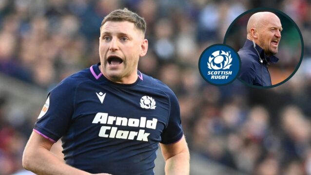 Scotland fly-half Finn Russell and head coach Gregor Townsend (inset).