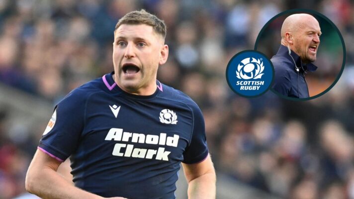 Scotland fly-half Finn Russell and head coach Gregor Townsend (inset).