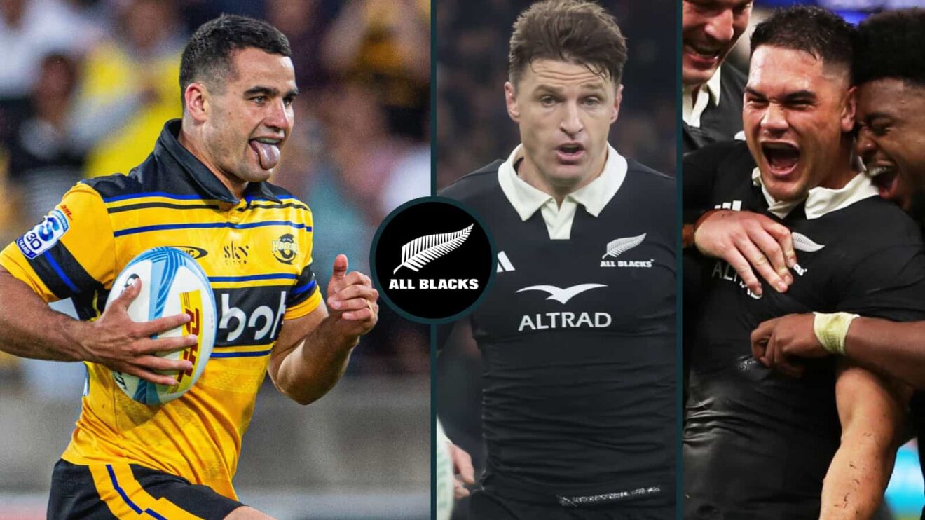 All Blacks Josh Moorby, Beauden Barrett and Quinn Tupaea