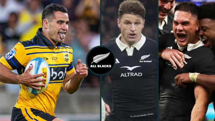 All Blacks Josh Moorby, Beauden Barrett and Quinn Tupaea