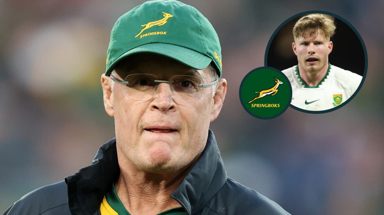 Springboks head coach Rassie Erasmus and an inset of Ethan Hooker.