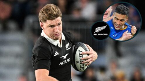 All Blacks star Jordie Barrett and Rieko Ioane (inset) in action for Leinster.