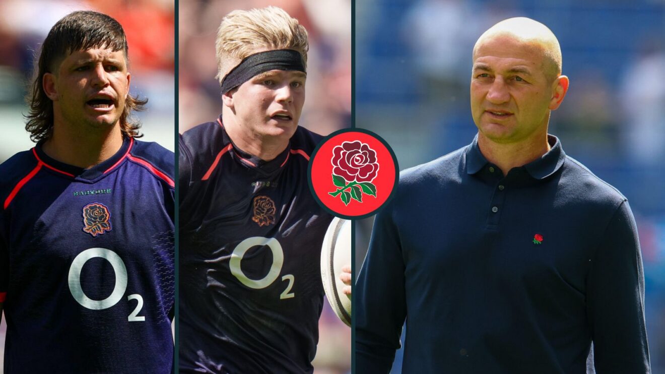 A three panel image of Steve Borthwick, Henry Pollock and Benhard Janse van Rensburg