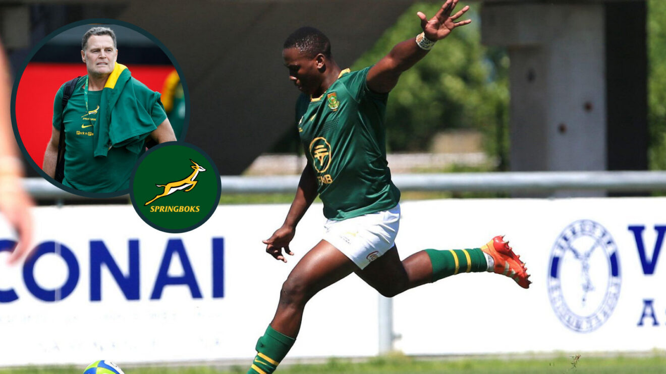 Springboks head coach Rassie Erasmus and fly-half Vusi Moyo (inset).