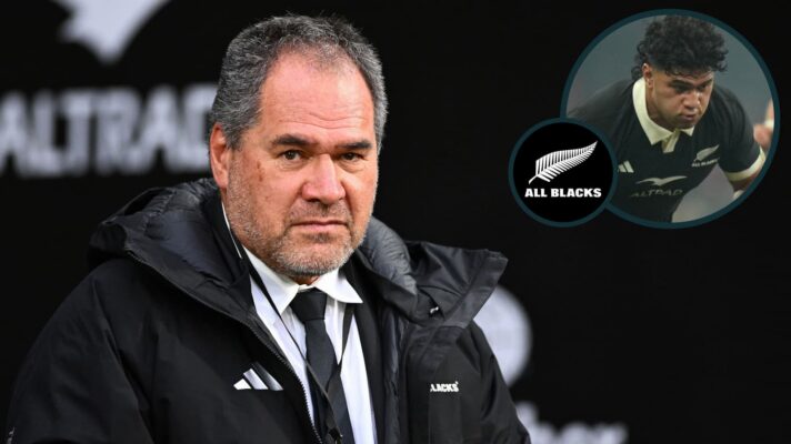 All Blacks head coach Dave Rennie and back-rower Wallace Sititi (inset).