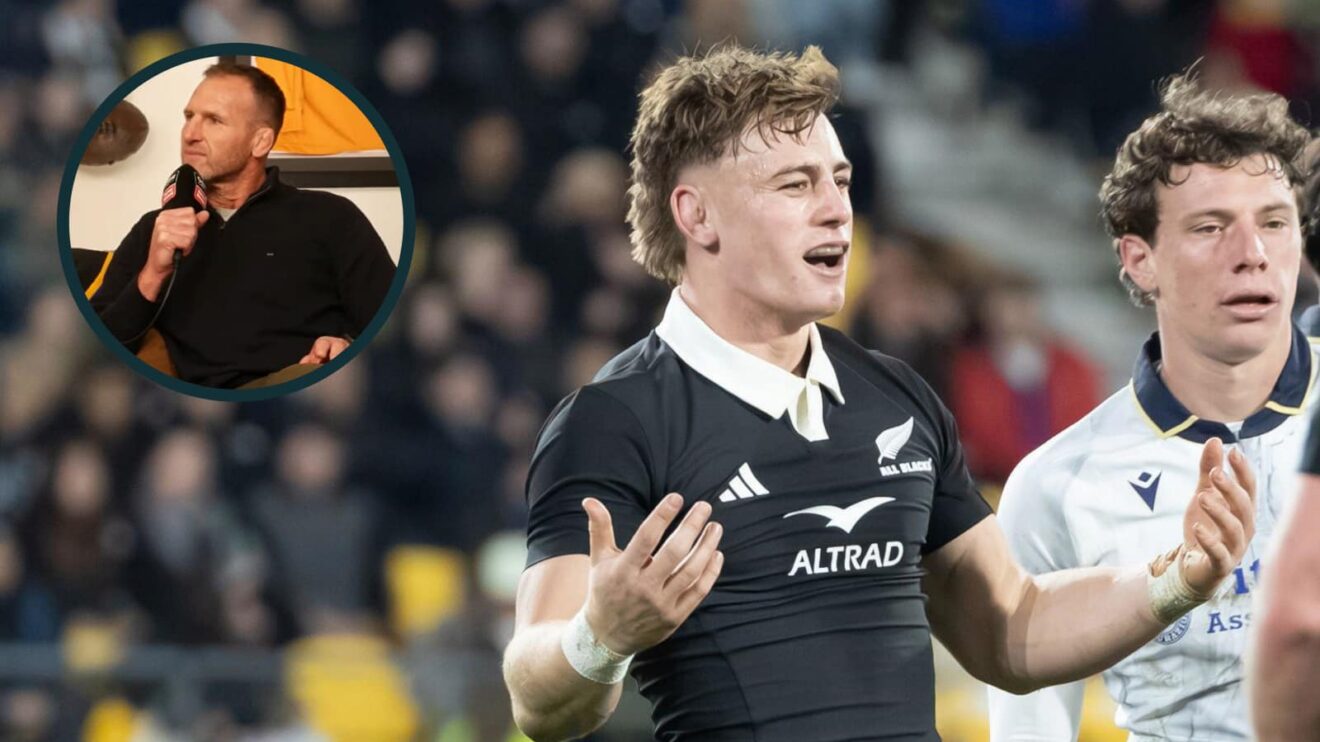 Ruben Love after being yellow carded against Italy and All Blacks legend Kieran Read (inset).