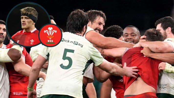 Eben Etzebeth's eye-gouge in 2025 and an inset of Wales' Alex Mann.
