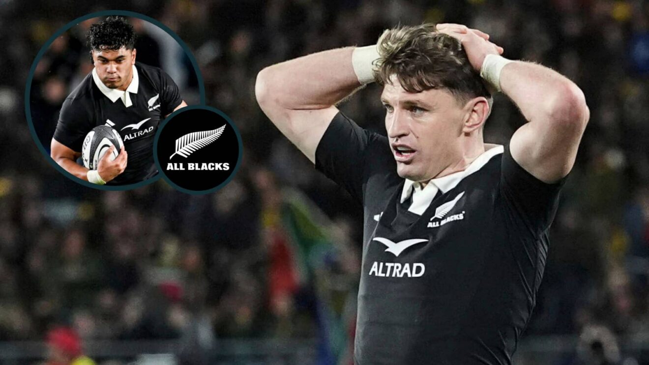 All Blacks fly-half Beauden Barrett and back-rower Wallace Sititi (inset).