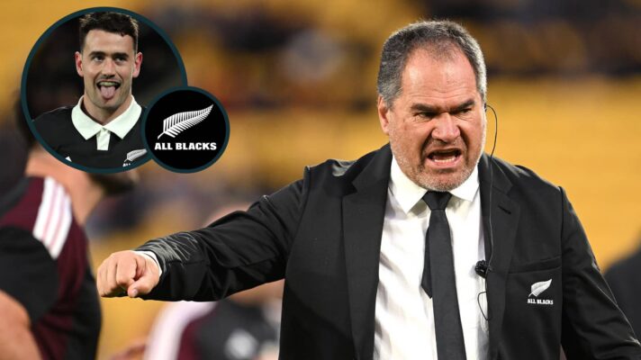 All Blacks head coach Dave Rennie and an inset of back Will Jordan.