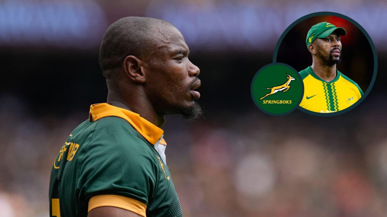 Springboks winger Makazole Mapimpi and an inset of Mzwandile Stick.