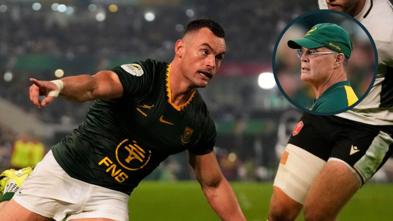 A two layered image of Jesse Kriel and Rassie Erasmus