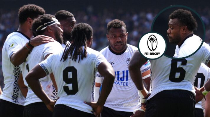 A two layered image of Fiji players in their defeat against Scotland