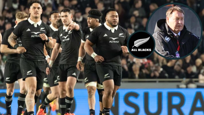 All Blacks players during Ireland Test and former head coach Sir Steve Hansen (inset).