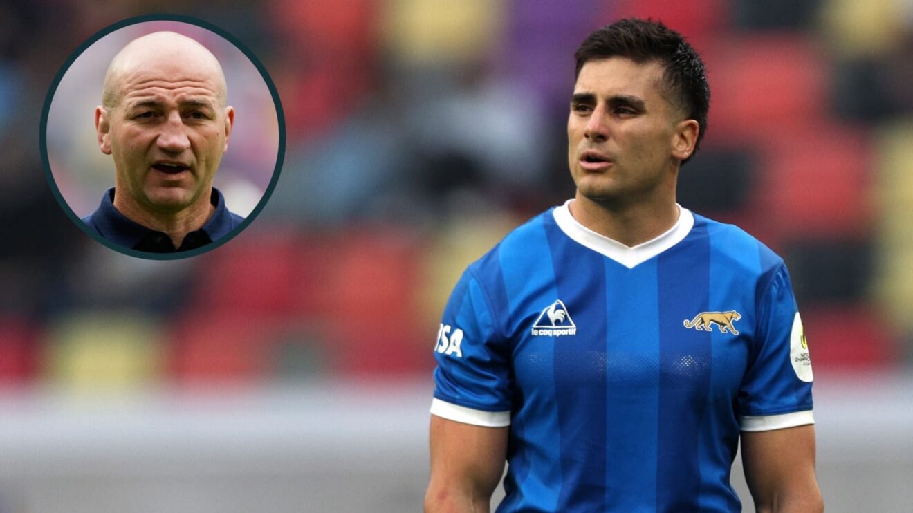 Argentina's Tomas Albornoz and an inset of England boss Steve Borthwick