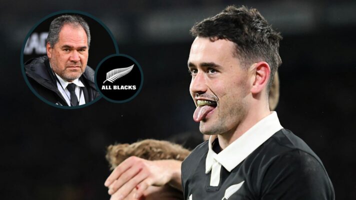 All Blacks' star performer in the Nations Championship, Will Jordan, and head coach Dave Rennie (inset).