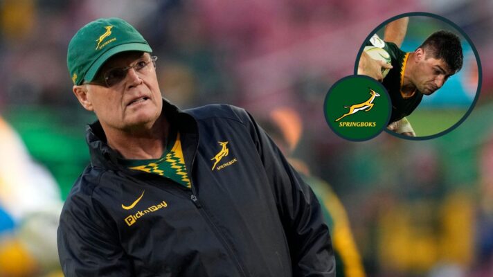 A two layered image of Rassie Erasmus and Paul de Villiers