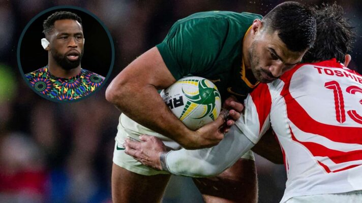 Damian de Allende in action for the Springboks and Test captain Siya Kolisi (inset), who is one of the Stormers' big-name signings.