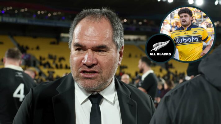 All Blacks head coach Dave Rennie and an inset of uncapped prop Siale Lauaki.