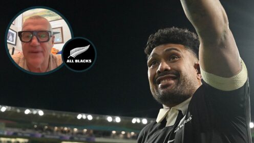 All Blacks captain Ardie Savea and an inset of Sir John Kirwan.