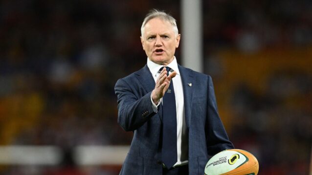 Joe Schmidt during a Wallabies warm-up in 2026.